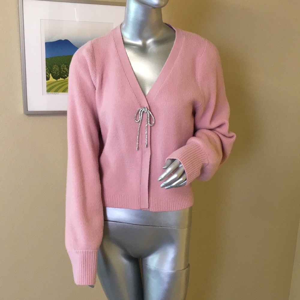 Francesca's Mi Ami Cardigan Sweater With Sparkly Embellished Bow